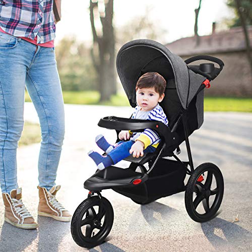 COSTWAY Triciclo con Función Reclinable Cochecito Plegable para Bebé Silla de Paseo Ligera con Cinturón de Seguridad 5 Puntos para Niños de 6 a 36 Meses (Gris)