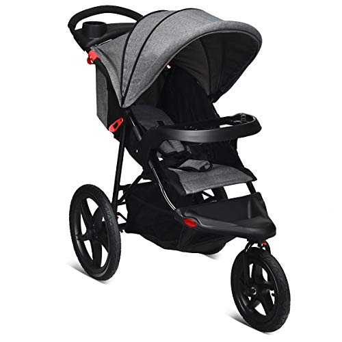 COSTWAY Triciclo con Función Reclinable Cochecito Plegable para Bebé Silla de Paseo Ligera con Cinturón de Seguridad 5 Puntos para Niños de 6 a 36 Meses (Gris)