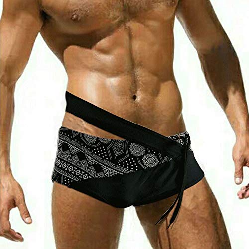 Cotress Mejores Ventas de Cintura Baja Tight Cool Triangle Swim Trunks de los Hombres Moda de Secado rápido Sexy Cross-Strap Swim Pants Alto Tejido elástico Cómodo Respirable Swim Trunks