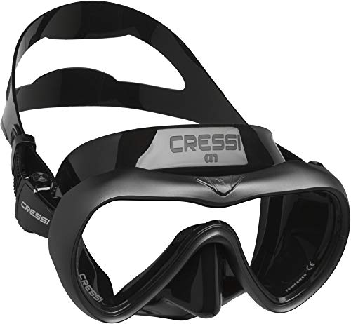 Cressi A1 Mask Lens Antifog Máscara de Buceo y apnea antivaho de Vidrio, Unisex-Adult, Negro/Grafito/Lente Transparente, Talla única