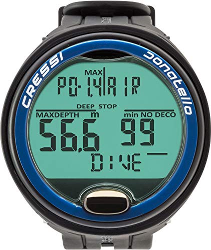 Cressi Donatello Diving Computer Ordenador Profesional Muñeca para Buceo y Apnea, Unisex-Adult, Negro/Azul, Un tamaño