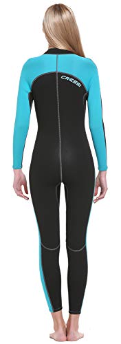 Cressi Lido Lady Monopiece Wetsuit Traje de Neopreno 2mm de una Pieza para Mujer, Women's, Negro/Aguamarina, S/2