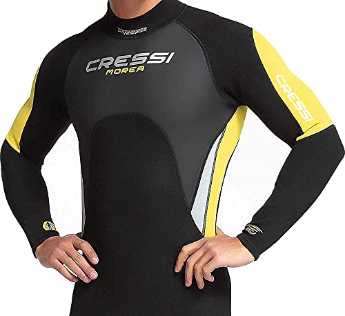 Cressi Morea Man Monopiece Wetsuit 3mm Traje de Buceo Neopreno para los Hombres, Negro/Amarillo/Plata, L/4