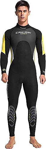 Cressi Morea Man Monopiece Wetsuit 3mm Traje de Buceo Neopreno para los Hombres, Negro/Amarillo/Plata, L/4