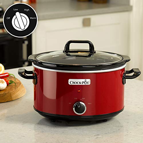 Crock-Pot SCV400RD Olla de cocción Lenta Manual para Preparar Multitud de Recetas, 210 W, 3.5 litros, Acero Inoxidable, Rojo