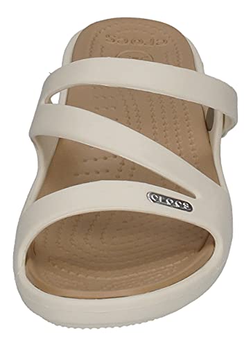 Crocs Patricia Mujer Zapatillas, Blanco (Oyster/Gold 13S), 41/42 EU