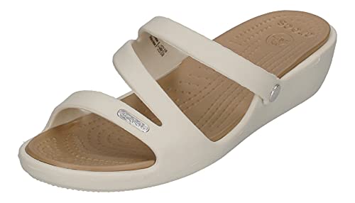 Crocs Patricia Mujer Zapatillas, Blanco (Oyster/Gold 13S), 41/42 EU