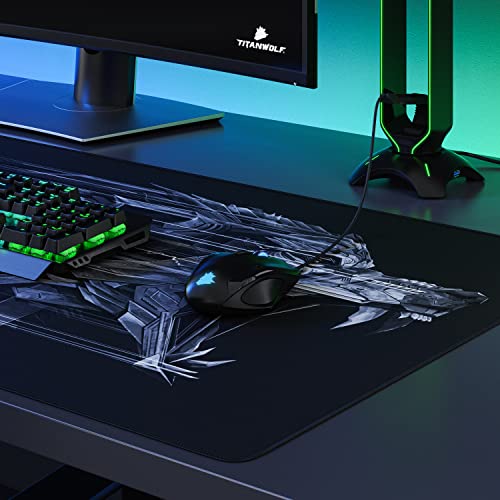 CSL – Alfombrilla de ratón para Gaming, Titanwolf, 1200 x 600 mm, tamaño Grande, Mejora la precisión y la Velocidad, XXL, por Ejemplo, para ratón y Teclado Logitech