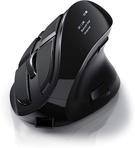 CSL - Ratón Vertical óptico inalámbrico - Wireless Mouse – 2,4 GHz - Diseño ergonómico - Cuida los Brazos - Evita el Codo de tenista - con Pantalla OLED - Botones configurables - Plug and Play