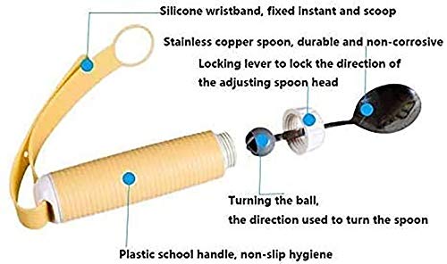 Cubiertos para Discapacitados, Vajilla Antivibraciones para Personas Mayores Discapacitadas La Cabeza De La Cuchara Se Puede Girar De Forma Flexible Cubiertos Cómodo Agarre