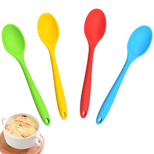 Cuchara Chef de Cocina para Hornear Resistente al Calor Cuchara de Cocina Antiadherente Silicona Revolviendo Cuchara de Cocina de Silicona Multicolor Sin BPA Cuchara para Cocinar Hornear Mezclar 4PCS