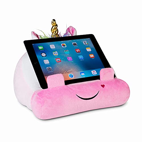 Cuddly Reader - Soporte para iPad, soporte para tableta y libro, almohada de lectura para niños y niños, para leer en la cama, viajes, almohada de cojín suave (unicornio)