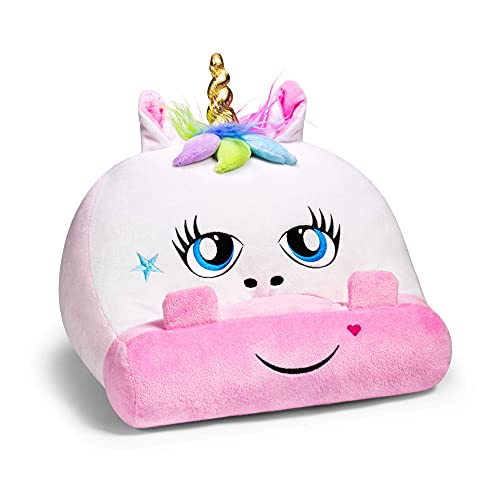 Cuddly Reader - Soporte para iPad, soporte para tableta y libro, almohada de lectura para niños y niños, para leer en la cama, viajes, almohada de cojín suave (unicornio)