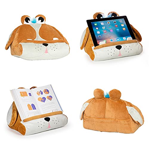 CuddlyReaders, Atril, cojín de Lectura para Libros, iPad, Tablet, eReader, Soporte sofá de Descanso, Idea de Regalo para niños - Modelo Puppy Pete