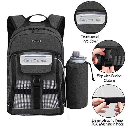 Curmio Bolsa de Transporte para Concentradores de Oxígeno Portátil, Mochila POC Universal en Forma de U, Compatible con Unidades Inogen, Oxygo, Caire, Sola Bolsa, Negro(Diseño patentado)