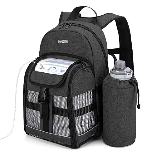 Curmio Bolsa de Transporte para Concentradores de Oxígeno Portátil, Mochila POC Universal en Forma de U, Compatible con Unidades Inogen, Oxygo, Caire, Sola Bolsa, Negro(Diseño patentado)