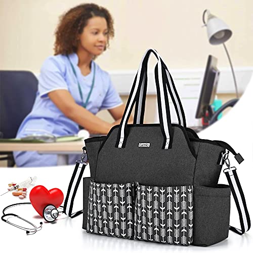 CURMIO Bolsa para emergencias, Maletín de Enfermería, Bolsa del Médico, Ligera y Portátil, con Múltiples Bolsillos, Negro