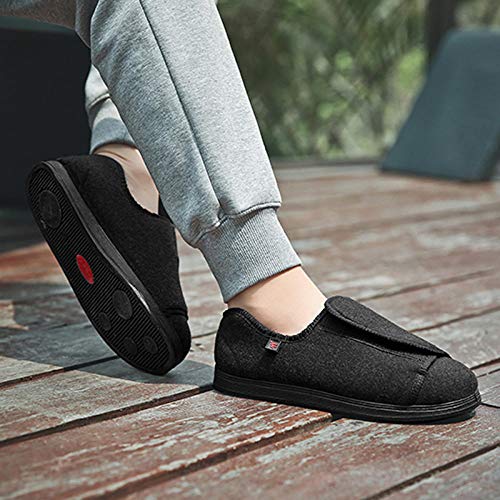 Cxypeng Zapato Unisex de Salud para Adultos,Zapatos Antideslizantes para la Diabetes de la Tercera Edad, ensanchamiento Ajustable Zapatos de enfermería-46_Black,Zapatillas hinchables Ajustables