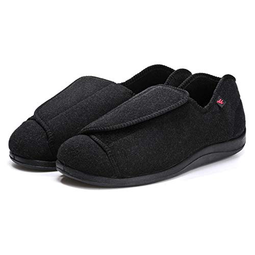 Cxypeng Zapato Unisex de Salud para Adultos,Zapatos Antideslizantes para la Diabetes de la Tercera Edad, ensanchamiento Ajustable Zapatos de enfermería-46_Black,Zapatillas hinchables Ajustables