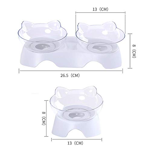 DAERG Pet Cat Bowl Cuencos Transparentes de Doble Uso Proteger Vértebra Cervical Inclinación Boca Agua Potable Cuenco de Almacenamiento de Alimentos para Perros Gatos, L1, Estados Unidos