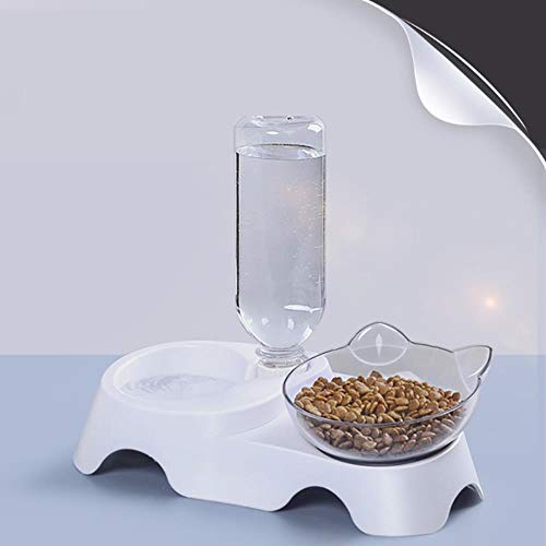 DAERG Pet Cat Bowl Cuencos Transparentes de Doble Uso Proteger Vértebra Cervical Inclinación Boca Agua Potable Cuenco de Almacenamiento de Alimentos para Perros Gatos, L1, Estados Unidos