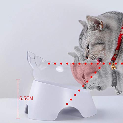 DAERG Pet Cat Bowl Cuencos Transparentes de Doble Uso Proteger Vértebra Cervical Inclinación Boca Agua Potable Cuenco de Almacenamiento de Alimentos para Perros Gatos, L1, Estados Unidos