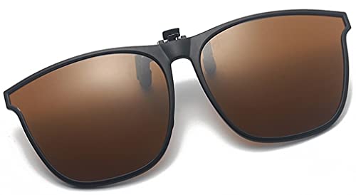 Dakecy Lentes con Clip Sunglasse Polarizadas abatibles Montura Grande Protección UV Gafas de Sol Gafas graduadas con Clip Gafas de visión de Alta definición (Color : Brown)