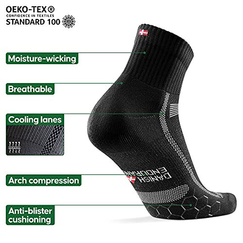 DANISH ENDURANCE Calcetines de Running para Largas Distancias 3 Par (Negro/Gris, EU 39-42)