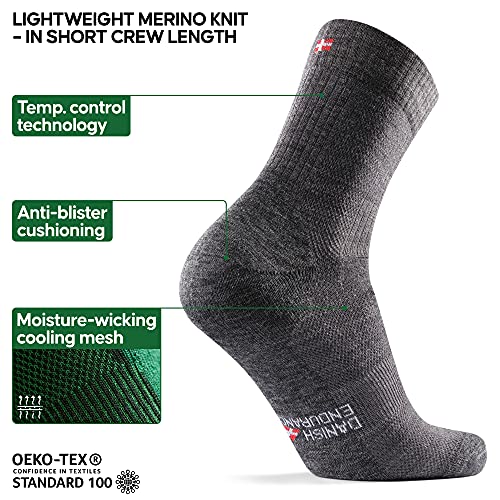 DANISH ENDURANCE Calcetines Ligeros de Senderismo y Trekking de Lana Merino 3 pares (Gris, EU 35-38)