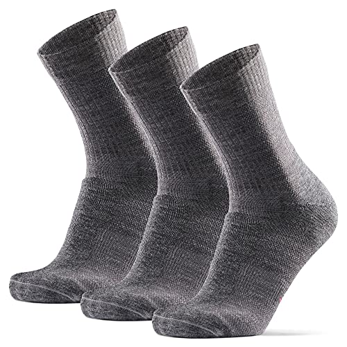 DANISH ENDURANCE Calcetines Ligeros de Senderismo y Trekking de Lana Merino 3 pares (Gris, EU 35-38)