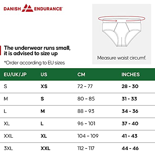 DANISH ENDURANCE Calzoncillos Slip de Algodón para Hombre Pack de 6, Calzoncillos Brief, Corte Clásico, Ropa Interior Cómoda y Ultra Suave, Duradero, Negro, Gris, Blanco (Negro, X-Large)