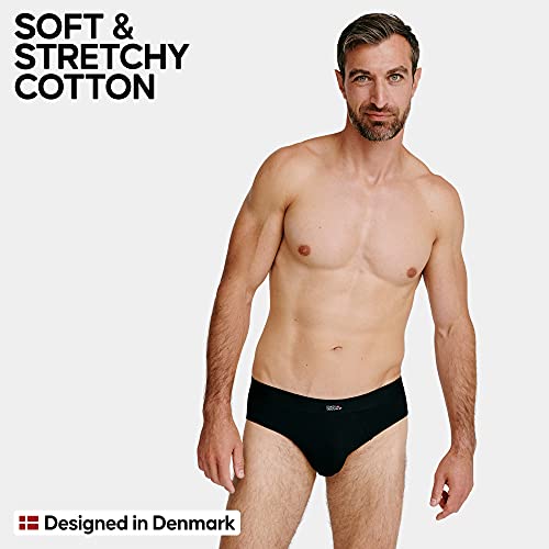 DANISH ENDURANCE Calzoncillos Slip de Algodón para Hombre Pack de 6, Calzoncillos Brief, Corte Clásico, Ropa Interior Cómoda y Ultra Suave, Duradero, Negro, Gris, Blanco (Negro, X-Large)