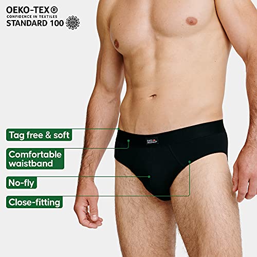 DANISH ENDURANCE Calzoncillos Slip de Algodón para Hombre Pack de 6, Calzoncillos Brief, Corte Clásico, Ropa Interior Cómoda y Ultra Suave, Duradero, Negro, Gris, Blanco (Negro, X-Large)