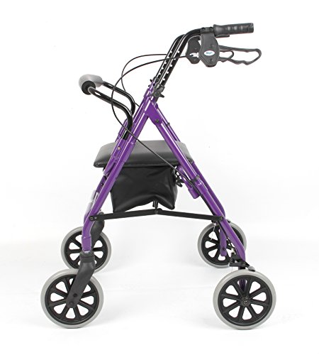 Days Andador de Cuatro Ruedas Ligero y Plegable con Asiento Acolchado, Frenos de Bloqueo, Mangos Ergonómicos y Bolsa de Transporte, Ayudas A la Movilidad, Mediano, Morado