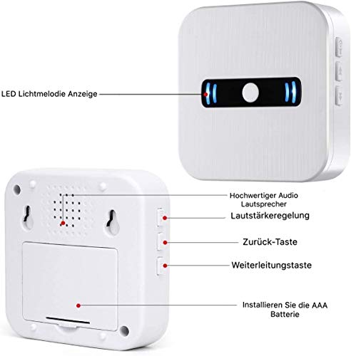 Daytech Caregiver Pager botón de llamada inalámbrico para pacientes de edad avanzada en el sistema de alarma en el hogar 1 receptor portátil y 1 transmisor SOS