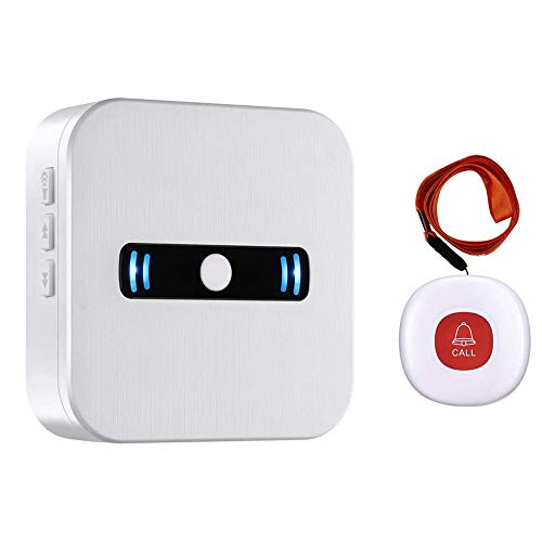 Daytech Caregiver Pager botón de llamada inalámbrico para pacientes de edad avanzada en el sistema de alarma en el hogar 1 receptor portátil y 1 transmisor SOS