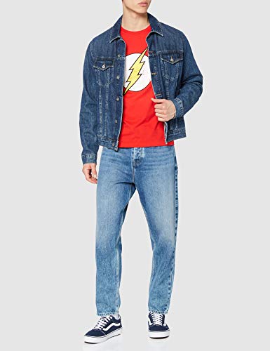 DC Comics - Camiseta de Flash con cuello redondo de manga corta para hombre, Rojo, Large