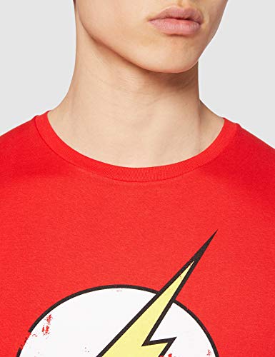 DC Comics - Camiseta de Flash con cuello redondo de manga corta para hombre, Rojo, Large