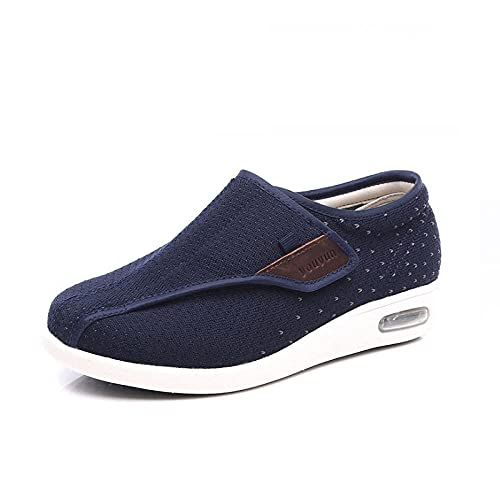 DDTT Ajustable De Velcro Zapatillas OrtopéDica,Zapato pie diabético, engorda y Zapato Madre Ancho Regulable-Azul_41,Zapatos Antideslizantes para hinchazón del pie