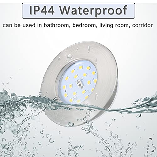 Dehobo Iluminación Empotrable IP44 Blanco Frio 6000K, Focos Led Empotrables en Techo 5W Equivalente a Incandescente 50W, Luz de Techo Empotrada 230V para Baño Ducha Cocina, Pack de 6 No-regulable