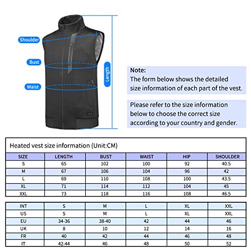 DEKINMAX Chaleco Calefactable Hombre y Mujer USB Chaleco Térmico Eléctrico Chaleco Calefactor Lavable Temperatura Ajustable para Invierno(Sin Batería) (S)
