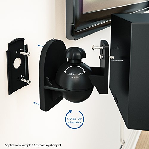 deleyCON Universal 2X Altavoz Soporte de Pared Apoyo Titular de Boxeo Giratorio + Basculante hasta 3,5kg Montaje en Techo + Montaje en Pared - Negro