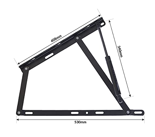 DHOME Pack 2 Sistema de elevacion hidráulicos + bisagras para canape abatible pistones (350N (Ap. Lateral 90 a 120cm Ancho canapé))