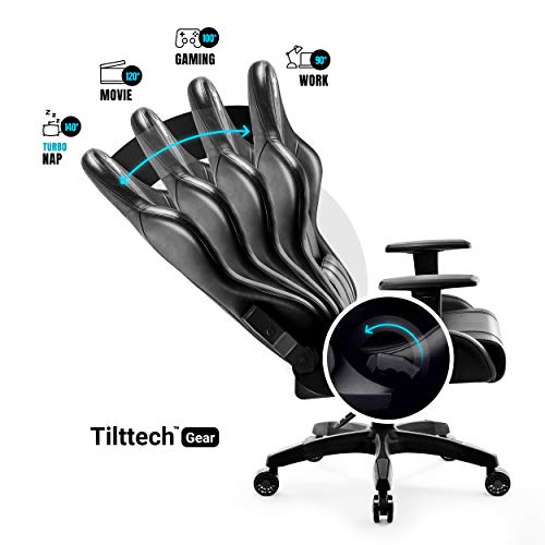 Diablo X-One 2.0 Silla Gaming Gamer Oficina Sillon de Ordenador Reposabrazos Ajustables Cuello/Cojín Lumbar Diseño Ergonómico Negro Normal (L)