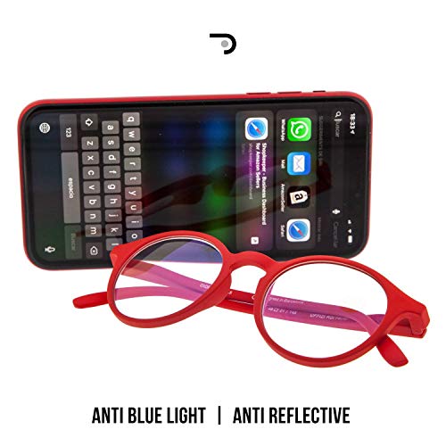 DIDINSKY Gafas de Presbicia con Filtro Anti Luz Azul para Ordenador. Gafas Graduadas de Lectura para Hombre y Mujer con Cristales Anti-reflejantes. Indigo +1.5 – UFFIZI