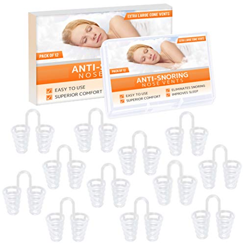 Dilatador nasal Nose Relief - (Paquete de 12 tamaños extra grandes) Ventilaciones duras de silicona - Solución sencilla para los que respiran por la nariz - por Mobi Lock Beauty