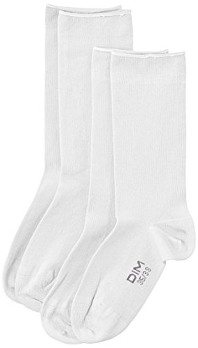 Dim Algodón Modal Calcetines, Blanco (Blanco 013), One Size (Tamaño del Fabricante:35/38) (Pack de 2) para Mujer