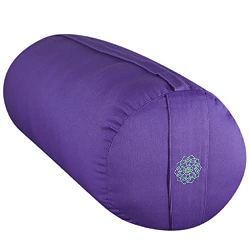 DiMonde Bolster Yoga | Yin, Yoga restaurativo, meditación, Relaxation | Relleno de kapok | Funda extraíble y lavable de algodón orgánico | Asa de transporte | 65 x 23 cm Violeta