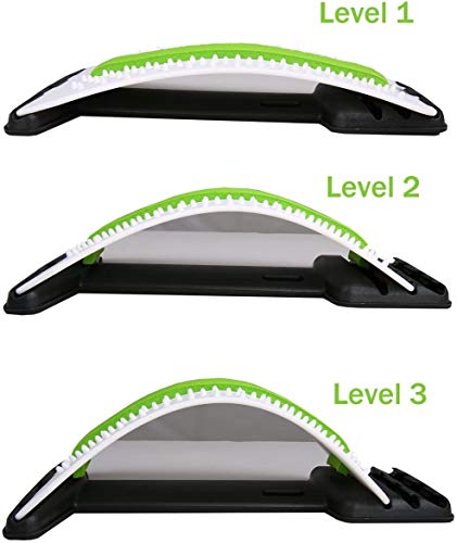 Dispositivo de estiramiento de espalda CareforYou: alivia el dolor de espalda inferior y superior, dispositivo de estiramiento lumbar, corrector de postura(blanco / verde)