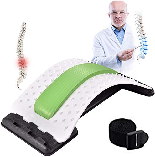 Dispositivo de estiramiento de espalda CareforYou: alivia el dolor de espalda inferior y superior, dispositivo de estiramiento lumbar, corrector de postura(blanco / verde)